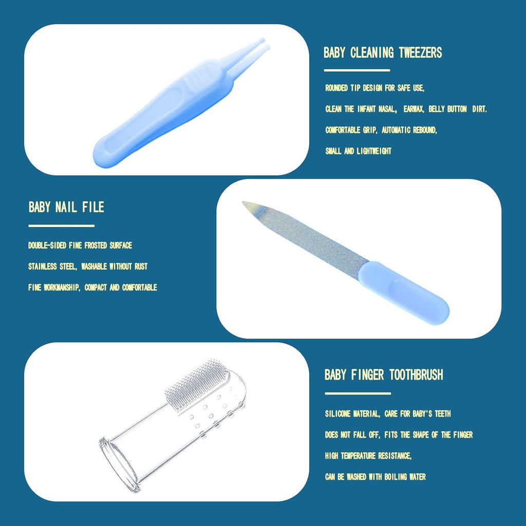Ultimate Baby Grooming Kit: 10 Essential Tools for Newborn Care - Portable & Stylish in Blue