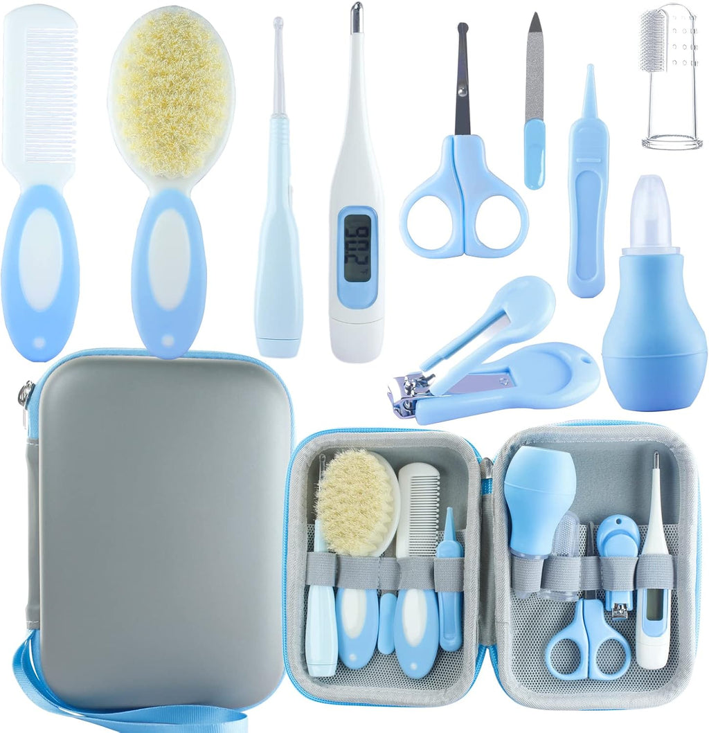 Ultimate Baby Grooming Kit: 10 Essential Tools for Newborn Care - Portable & Stylish in Blue