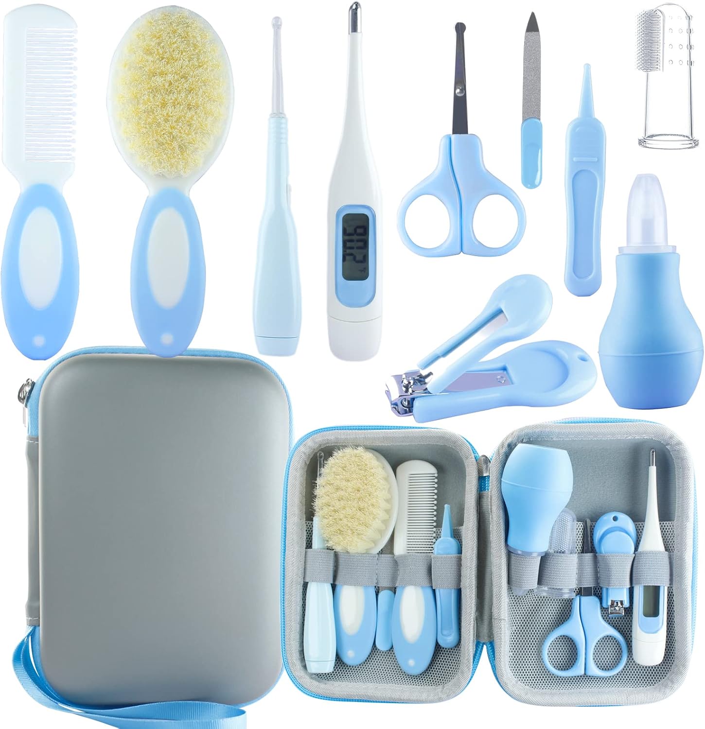 Ultimate Baby Grooming Kit: 10 Essential Tools for Newborn Care - Portable & Stylish in Blue