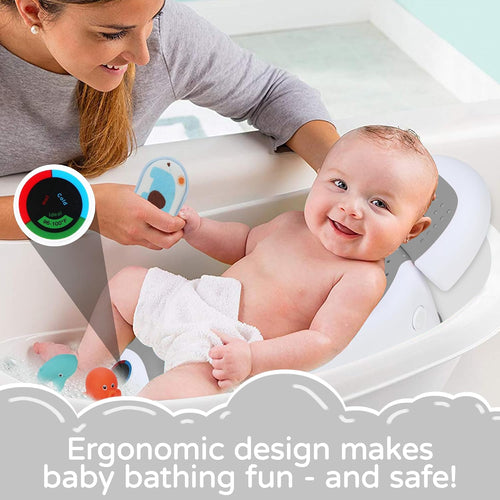 Ultimate Baby Bath Support: Safe, Comfortable & Adjustable Newborn Bathtub with Thermometer - Perfect for Babies Under 6 Months (Gray)